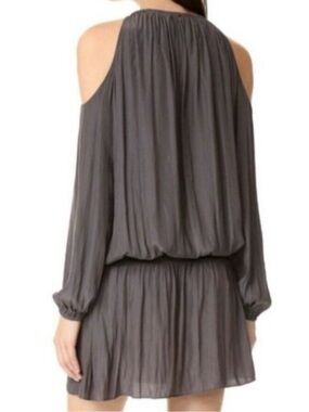 Ramy Brook Charcoal Cold-Shoulder Long Sleeve Mini Dress